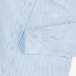 إEmporio Armani-قميص قطني أزرق بنقشة مربعات للأولاد | Childrensalon Outlet