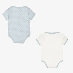 إمبوريو أرماني-أوفرول بادي قطن لون عاجي وأزرق للمواليد (عدد 2) | Childrensalon Outlet