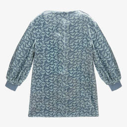 Emporio Armani-Blue Eagle Logo Velvet Dress | Childrensalon Outlet
