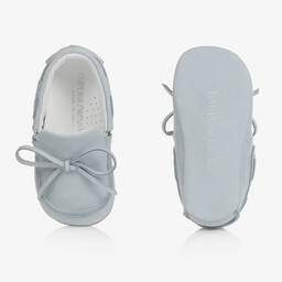 Emporio Armani-Голубые кожаные пинетки-мокасины | Childrensalon Outlet