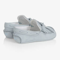 Emporio Armani-Голубые кожаные пинетки-мокасины | Childrensalon Outlet