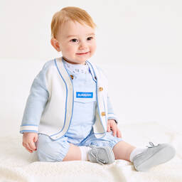 Emporio Armani-Голубые кожаные пинетки-мокасины | Childrensalon Outlet