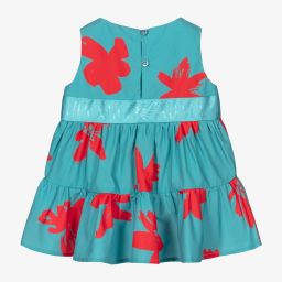 Emporio Armani-Голубое платье с красными цветами для малышей | Childrensalon Outlet