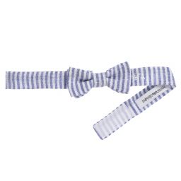 Emporio Armani-Blue & White Linen Bow Tie | Childrensalon Outlet