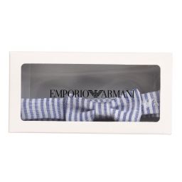 Emporio Armani-Blue & White Linen Bow Tie | Childrensalon Outlet