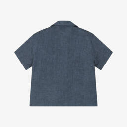 إEmporio Armani-قميص أزرق سماوي من الكتان للأولاد | Childrensalon Outlet