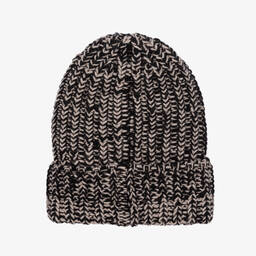 Emporio Armani-Boys Beige & Black Knitted Hat & Scarf Set | Childrensalon Outlet