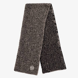 Emporio Armani-Boys Beige & Black Knitted Hat & Scarf Set | Childrensalon Outlet