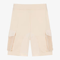 Emporio Armani-Boys Beige Cotton Cargo Shorts | Childrensalon Outlet