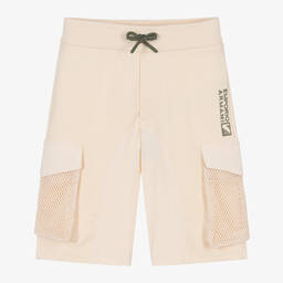 Emporio Armani-Boys Beige Cotton Cargo Shorts | Childrensalon Outlet
