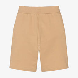 Emporio Armani-Boys Beige Cotton Jersey Eagle Shorts | Childrensalon Outlet