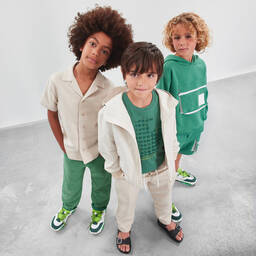 Emporio Armani-Boys Beige Cotton & Linen Trousers | Childrensalon Outlet