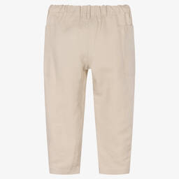 Emporio Armani-Boys Beige Cotton & Linen Trousers | Childrensalon Outlet