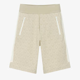 Emporio Armani-Boys Beige Eagle Patterned Shorts | Childrensalon Outlet