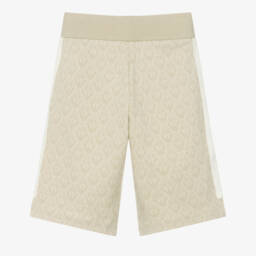 Emporio Armani-Boys Beige Eagle Patterned Shorts | Childrensalon Outlet