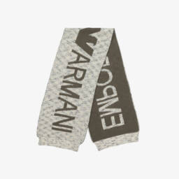 إEmporio Armani-طقم سكارف وقبعة بنقشة النسر لون بيج للأولاد | Childrensalon Outlet