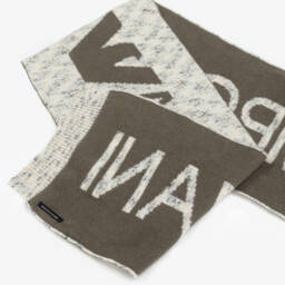 إEmporio Armani-طقم سكارف وقبعة بنقشة النسر لون بيج للأولاد | Childrensalon Outlet