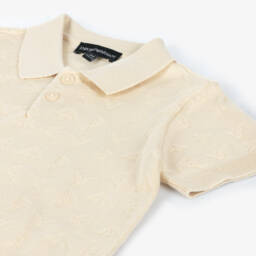 Emporio Armani-Boys Beige Knit Polo Top | Childrensalon Outlet