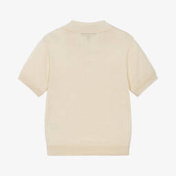 Emporio Armani-Boys Beige Knit Polo Top | Childrensalon Outlet