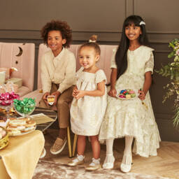 Emporio Armani-Boys Beige Knit Polo Top | Childrensalon Outlet