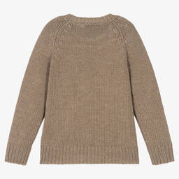 Emporio Armani-Boys Beige Knitted Wool Sweater | Childrensalon Outlet