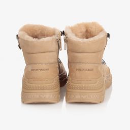 Emporio Armani-Бежевые кожаные ботинки для мальчиков | Childrensalon Outlet