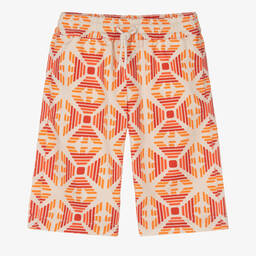 Emporio Armani-Boys Beige & Orange Cotton Logo Shorts | Childrensalon Outlet