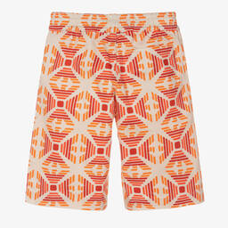Emporio Armani-Boys Beige & Orange Cotton Logo Shorts | Childrensalon Outlet