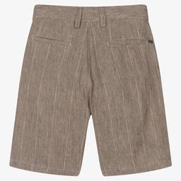 Emporio Armani-Бежевые льняные шорты в полоску | Childrensalon Outlet