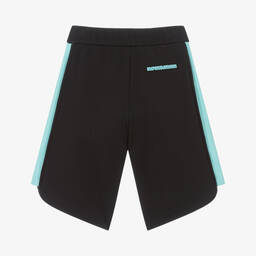 Emporio Armani-Boys Black Cotton Eagle Logo Shorts | Childrensalon Outlet