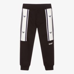 Emporio Armani-Boys Black Cotton Joggers | Childrensalon Outlet