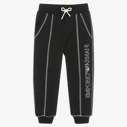 Emporio Armani-Boys Black Cotton Joggers | Childrensalon Outlet