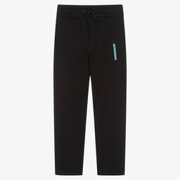 Emporio Armani-Boys Black Cotton Joggers | Childrensalon Outlet