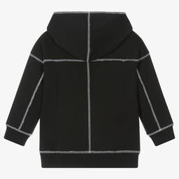 Emporio Armani-Boys Black Cotton Overstitch Hoodie | Childrensalon Outlet