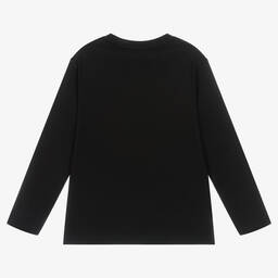Emporio Armani-Boys Black Cotton Reflective Top | Childrensalon Outlet