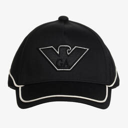 Emporio Armani-كاب بيسبول قطن تويل لون أسود للأولاد | Childrensalon Outlet
