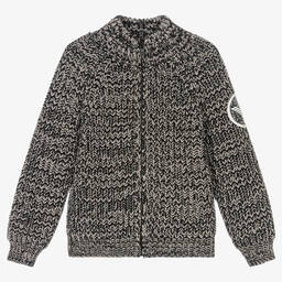 Emporio Armani-Boys Black & Grey Knitted Zip-Up Top | Childrensalon Outlet