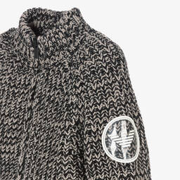 Emporio Armani-Boys Black & Grey Knitted Zip-Up Top | Childrensalon Outlet