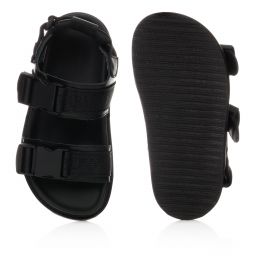 Emporio Armani-Boys Black Leather Sandals | Childrensalon Outlet