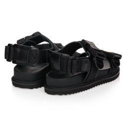 Emporio Armani-Boys Black Leather Sandals | Childrensalon Outlet