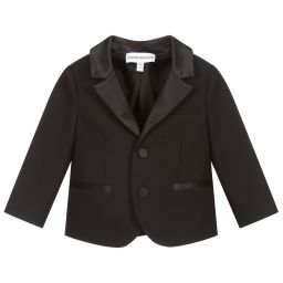 Emporio Armani-Черный шерстяной блейзер для мальчиков | Childrensalon Outlet