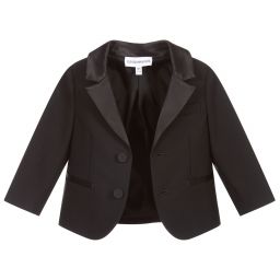 Emporio Armani-Черный шерстяной блейзер для мальчиков | Childrensalon Outlet