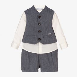 Emporio Armani-Boys Blue 3 Piece Suit | Childrensalon Outlet