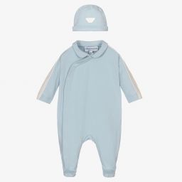 Emporio Armani-Boys Blue Babygrow Gift Set | Childrensalon Outlet