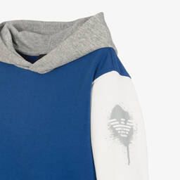 Emporio Armani-Boys Blue Colourblock Hoodie | Childrensalon Outlet