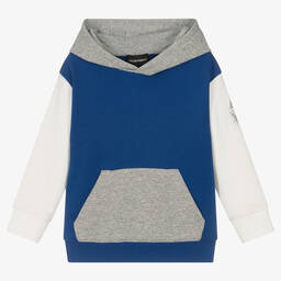 Emporio Armani-Boys Blue Colourblock Hoodie | Childrensalon Outlet