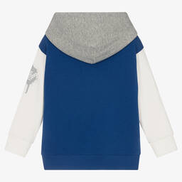 Emporio Armani-Boys Blue Colourblock Hoodie | Childrensalon Outlet