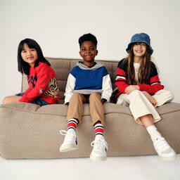 Emporio Armani-Boys Blue Colourblock Hoodie | Childrensalon Outlet