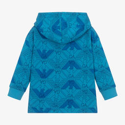 إEmporio Armani-توب هودي بطبعة النسر قطن لون أزرق للأولاد | Childrensalon Outlet