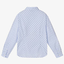 Emporio Armani-قميص قطن بوبلين لون أزرق فاتح للأولاد | Childrensalon Outlet
